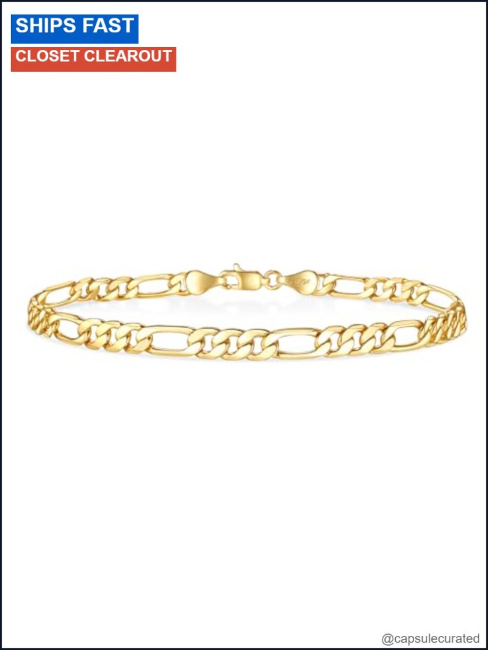 5mm Figaro Bracelet Hypoallergenic Water Resistant Unisex Jewelry